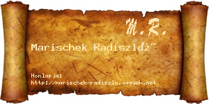 Marischek Radiszló névjegykártya